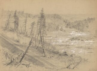 Railroad on the Dalles of the St. Louis by Alfred Rudolph Waud