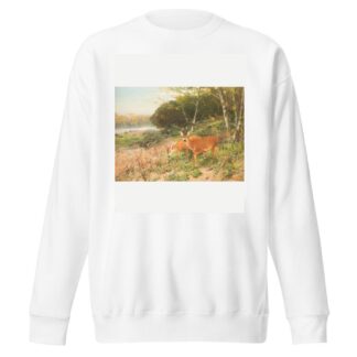 Red deer on a forest clearing by Christian Kröner Sweatshirt