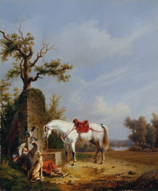 Reiter mit Pferd by Edmond Jean-Baptiste Tschaggeny