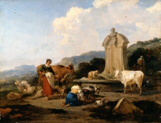 Roman Fountain with Cattle and Figures by Nicolaes Pietersz. Berchem
