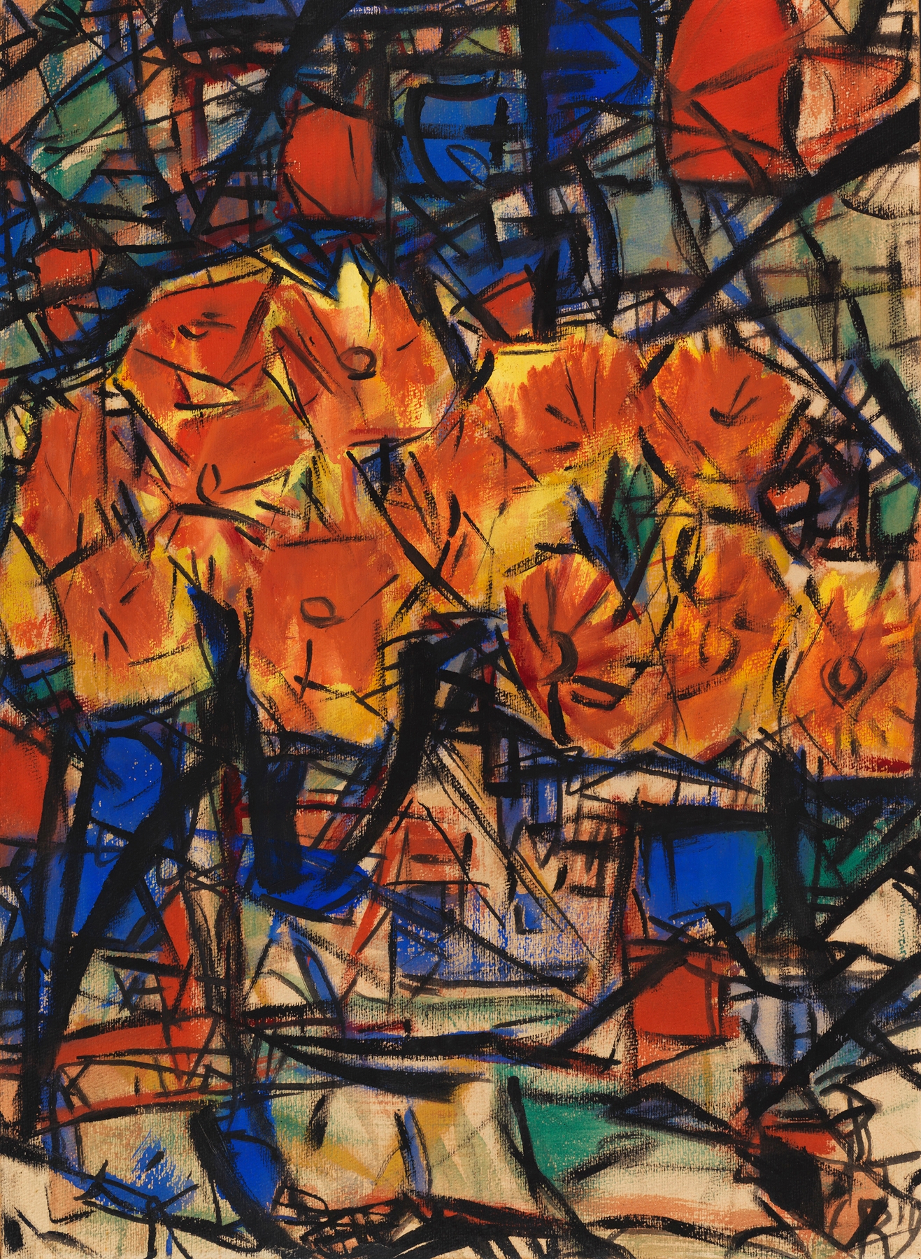 Rote Blumen in Vase by Christian Rohlfs