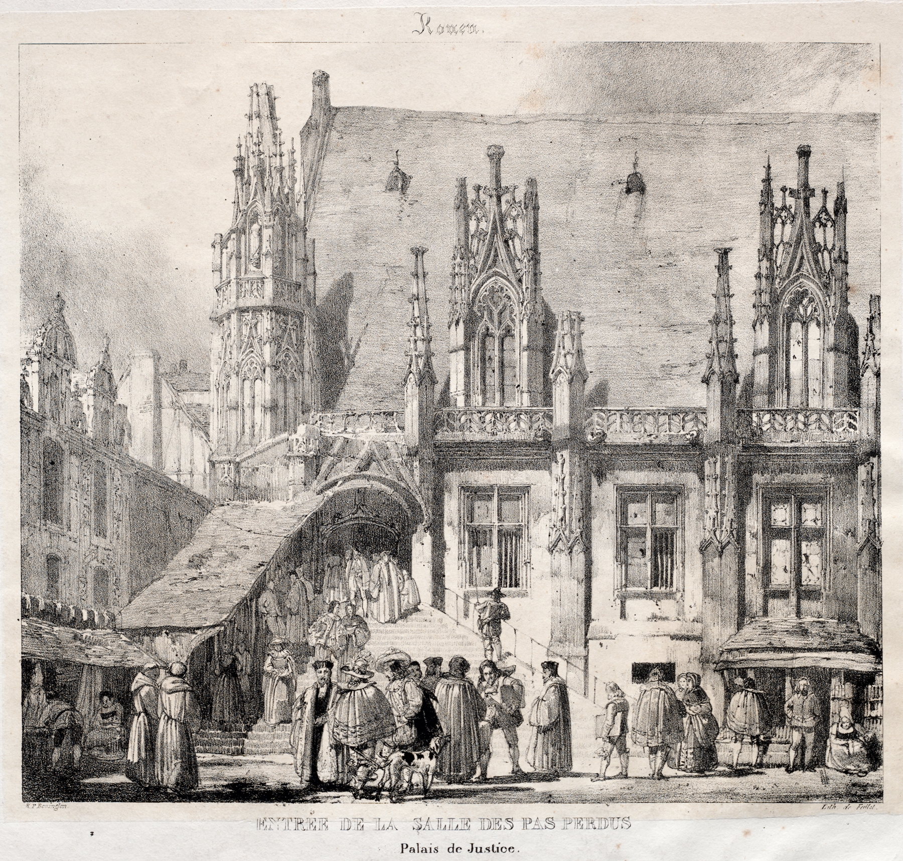 Rouen; Entrée de la Salle des Pas Perdus, Palais du Justice by Richard Parkes Bonington