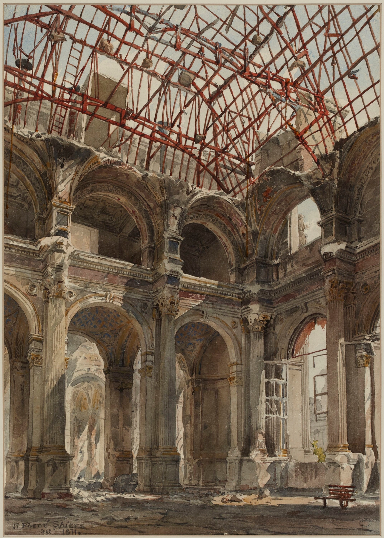 Ruines de l’Hôtel de Ville en 1871 by Richard Phené Spiers