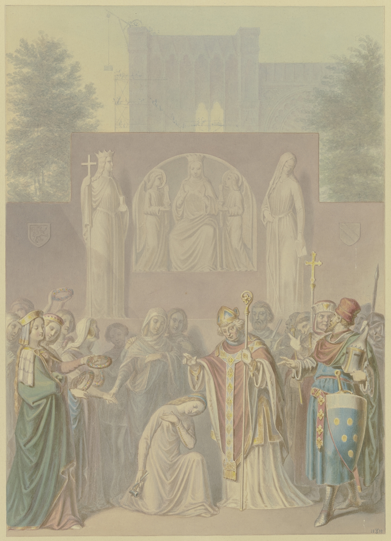 Sabine von Steinbach gesegnet und bekränzt by Ferdinand Fellner