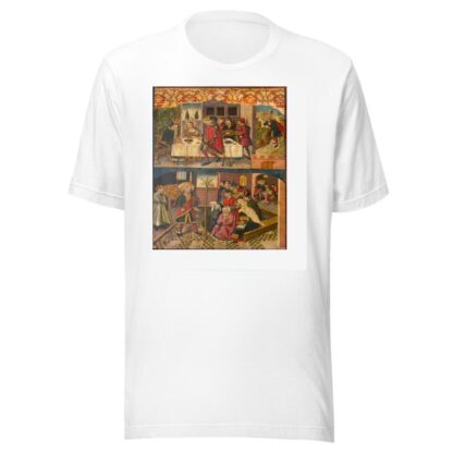 Saint Christopher Taking Leave of the King Who Feared Satan; Saint Christopher and His Converts by Martín de Soria T-Shirt
