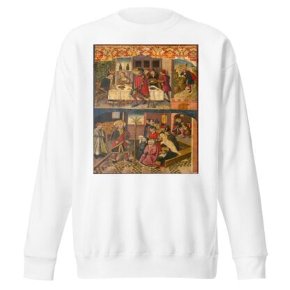 Saint Christopher Taking Leave of the King Who Feared Satan; Saint Christopher and His Converts by Martín de Soria Sweatshirt