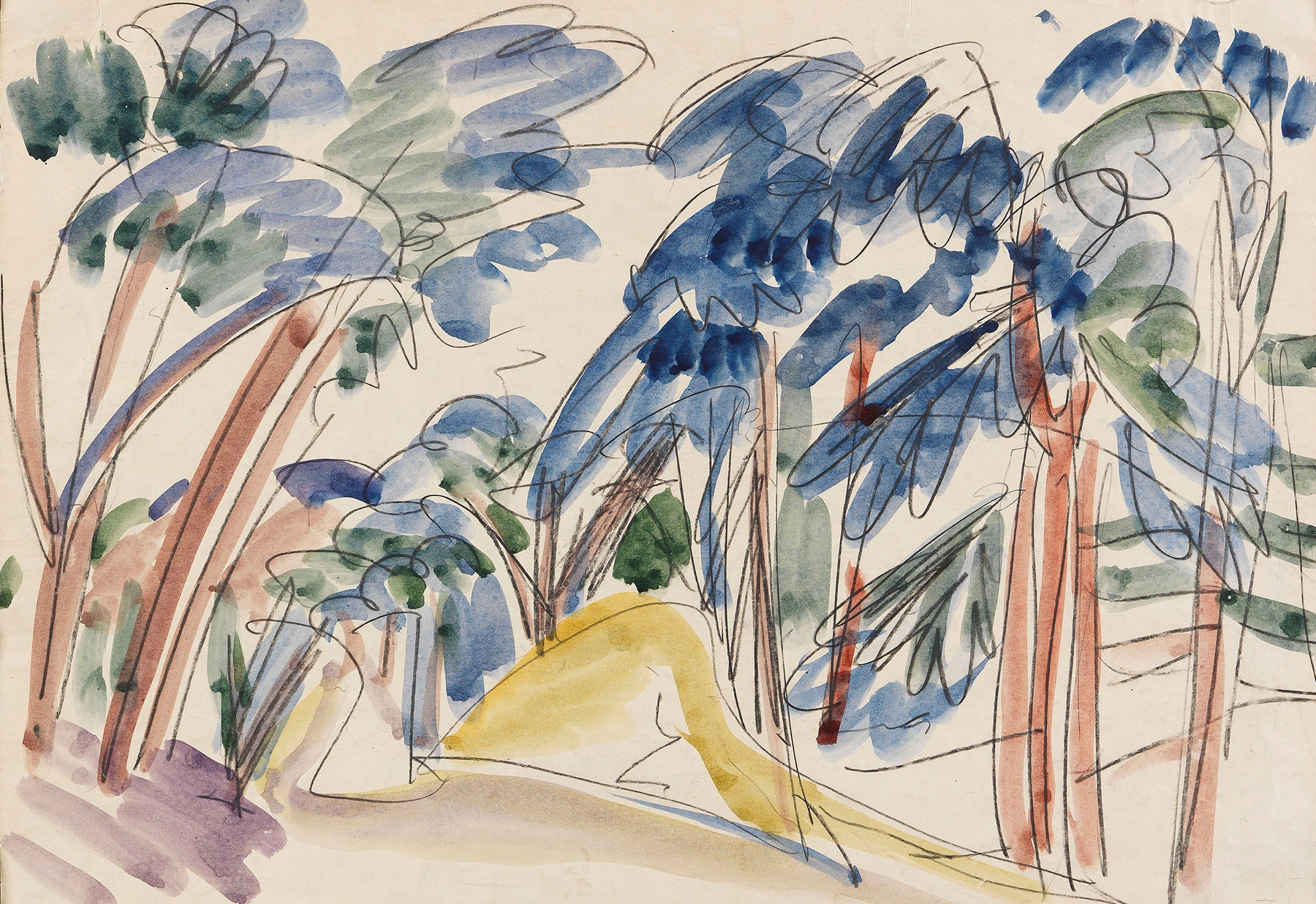 Sanddünen unter Bäumen by Ernst Ludwig Kirchner