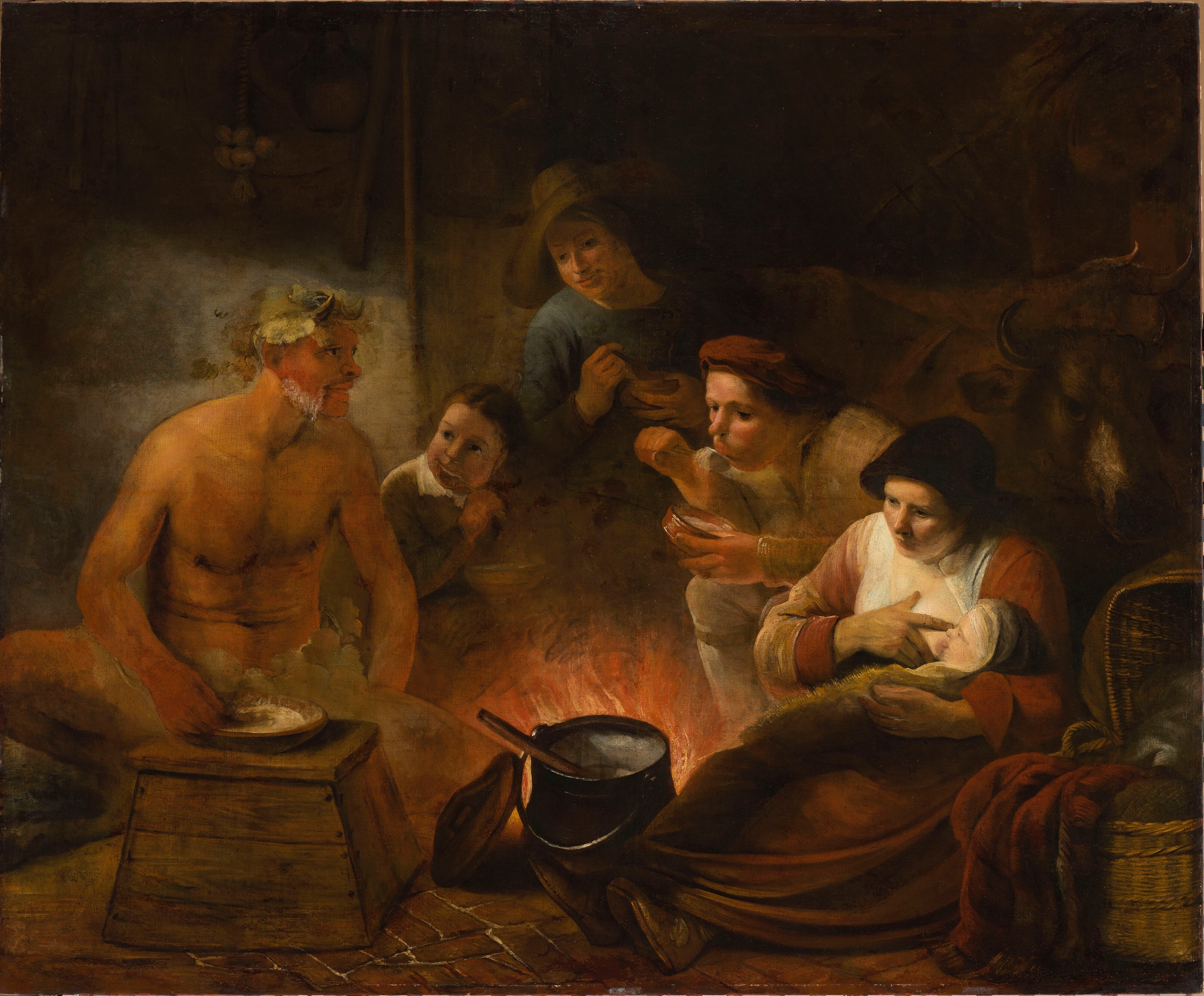 Satyr among peasants by Constantijn a Renesse