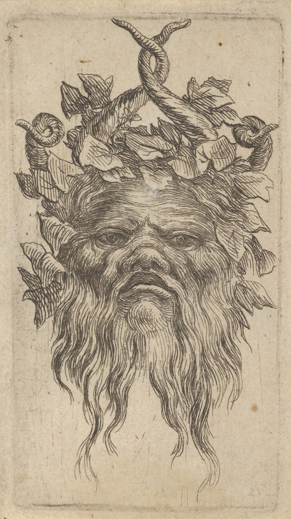 Satyr Mask with Hooked Horns and an Ivy Wreath by François Chauveau