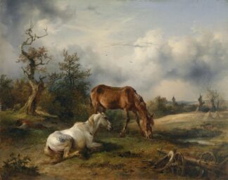 Schimmel und Fuchs auf der Weide by Friedrich August Matthias Gauermann