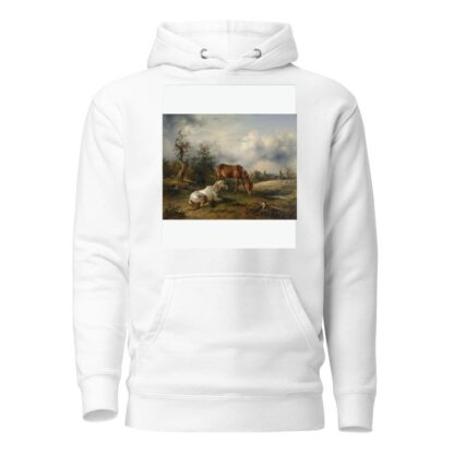 Schimmel und Fuchs auf der Weide by Friedrich August Matthias Gauermann Hoodie