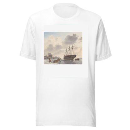 Schip in het ijs op een rivier bij een stad by Hendrik Abraham Klinkhamer T-Shirt