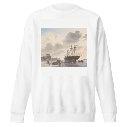 Schip in het ijs op een rivier bij een stad by Hendrik Abraham Klinkhamer Sweatshirt