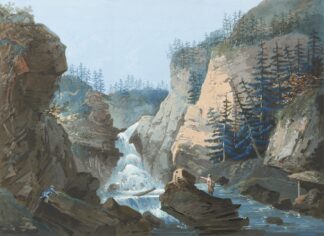 Schlucht mit Wasserfall by Caspar Wolf