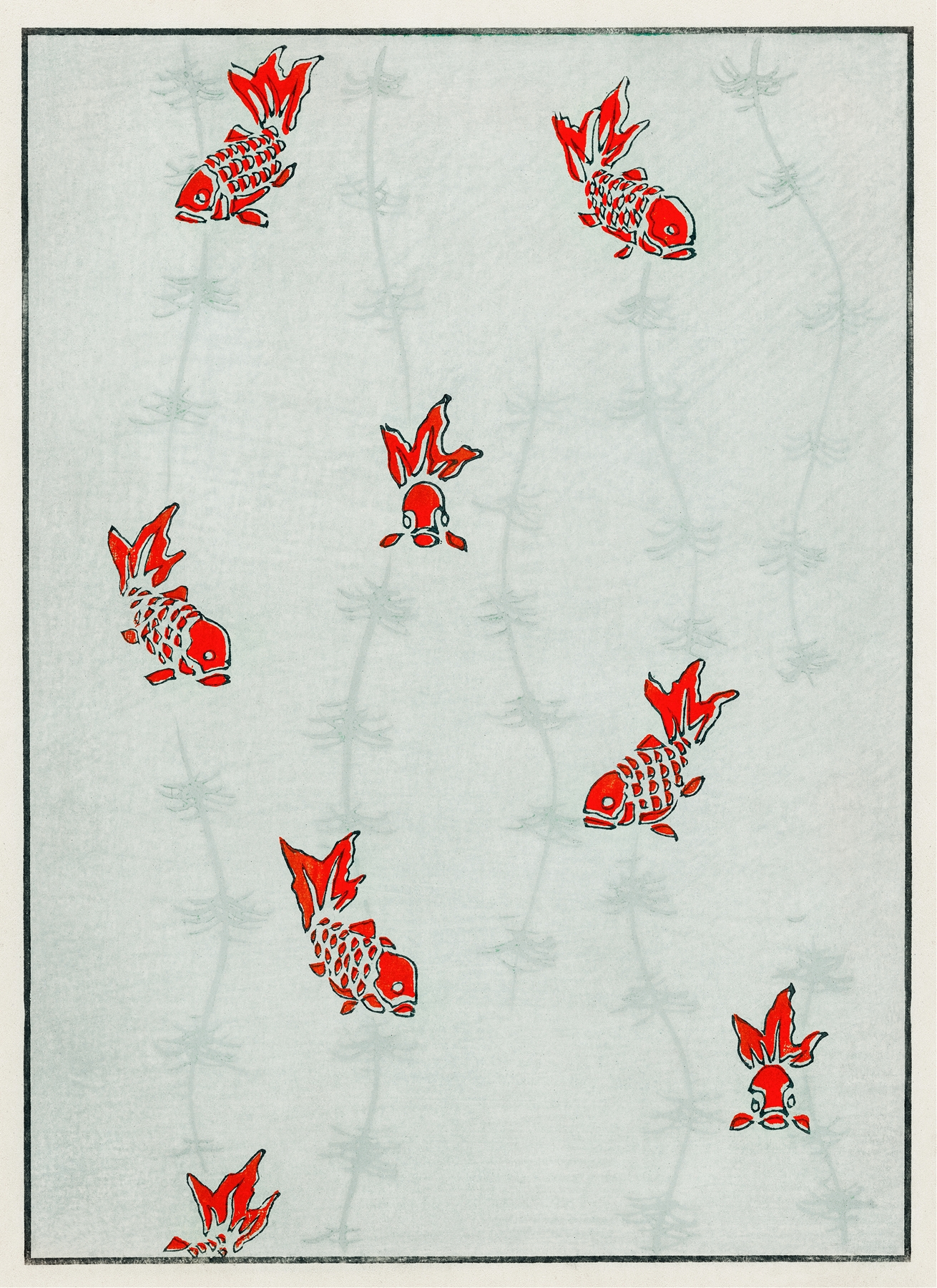 Seamless gold fish illustration by Watanabe Seitei