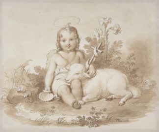 Seated John the Baptist with a Lamb in a Landscape by Tommaso Minardi