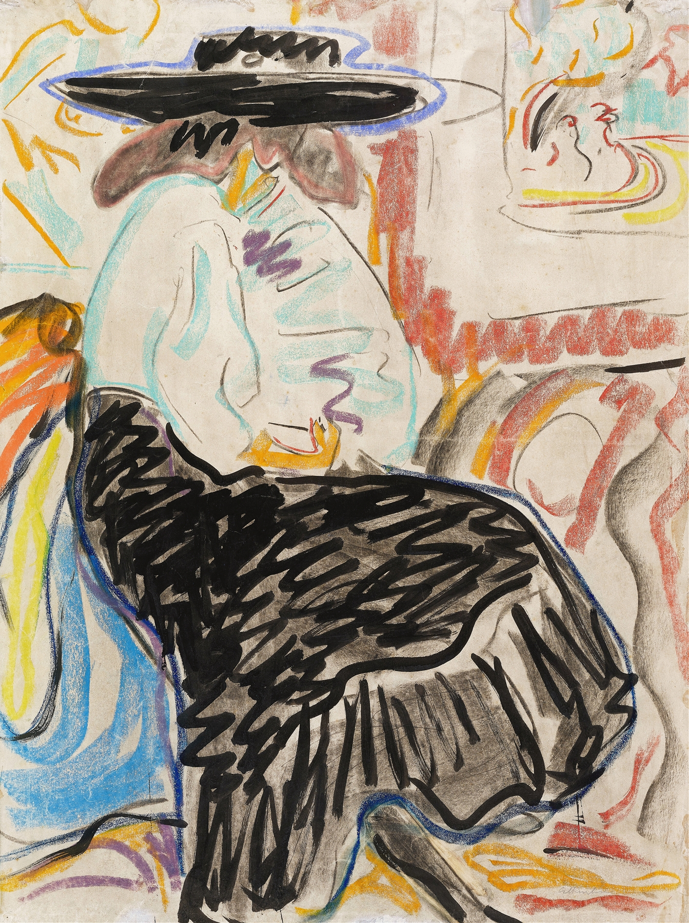 Seated Woman in the Studio by Ernst Ludwig Kirchner