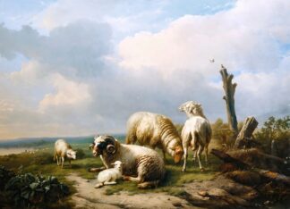Sheep In A Landscape by Eugène Joseph Verboeckhoven