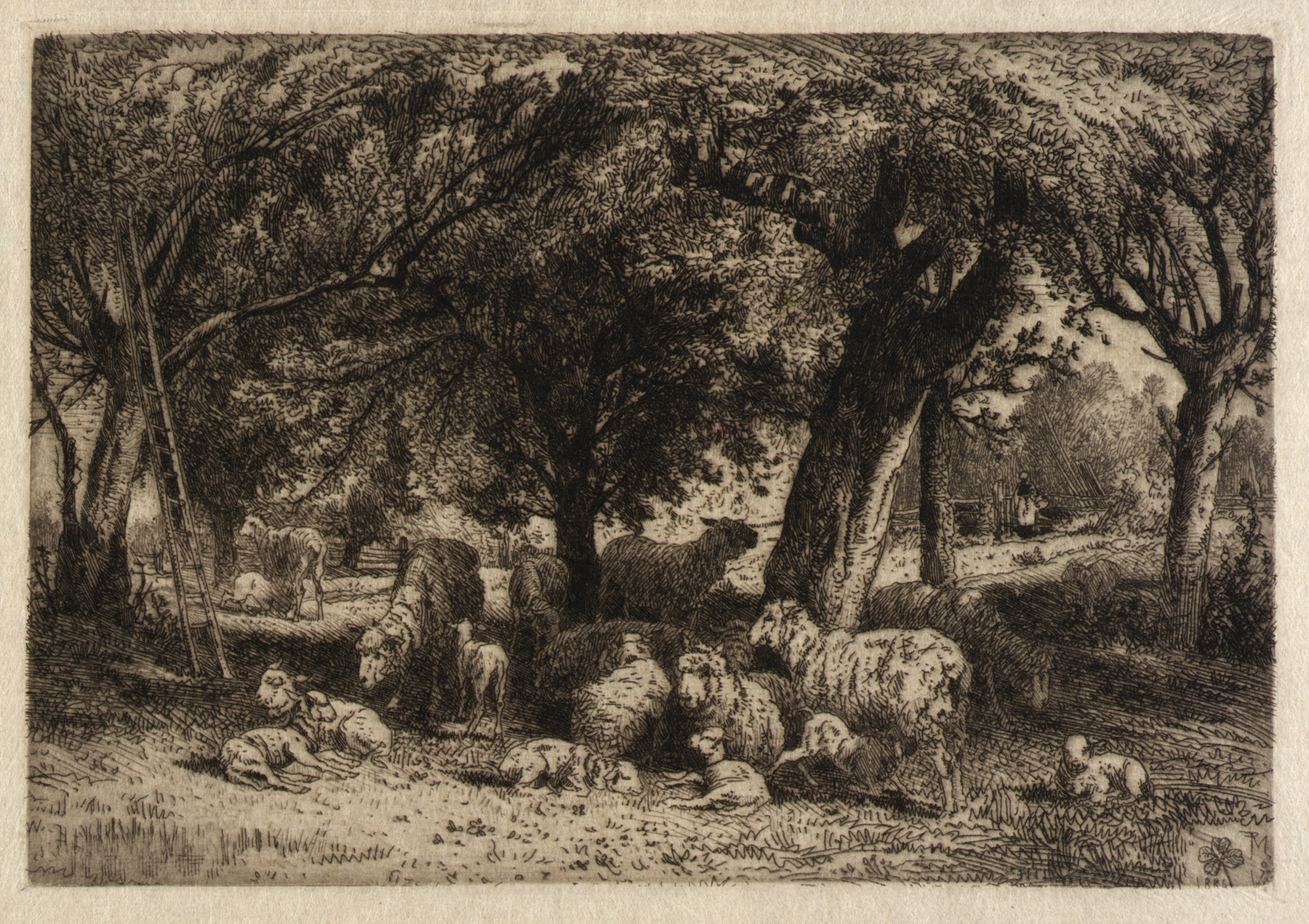 Sheep in an Orchard by Peter Moran