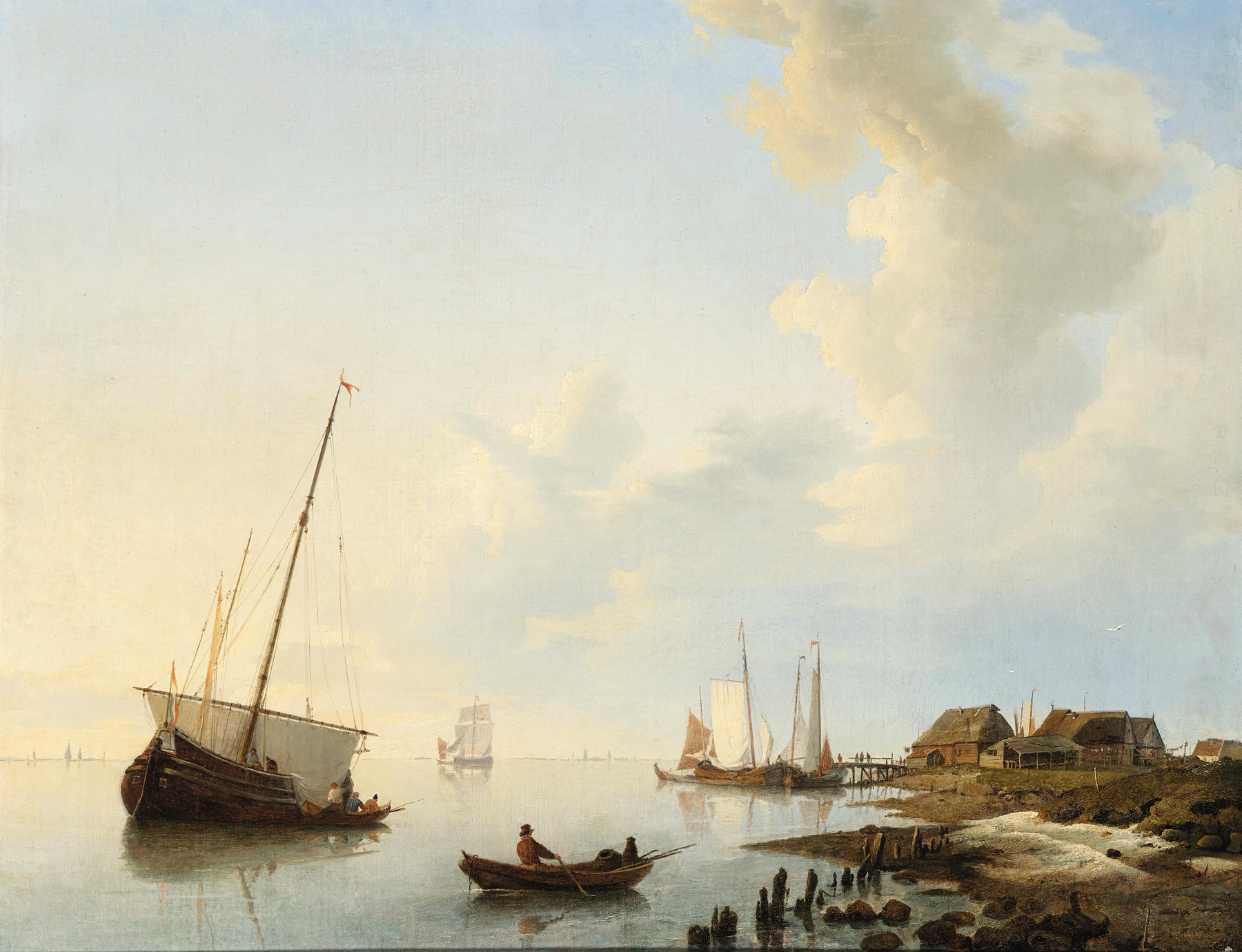 Ships in an Estuary by Hermanus Koekkoek