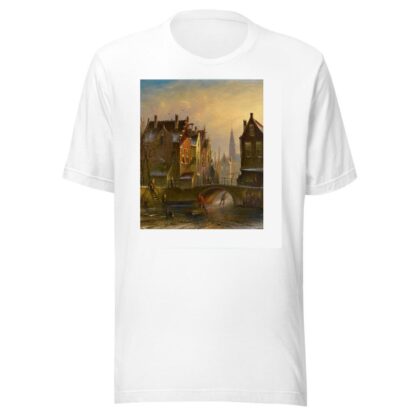 Skaters on a canal in Amsterdam with a view of the Zuiderkerk beyond by Johannes Franciscus Spohler T-Shirt