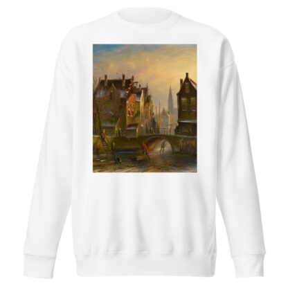Skaters on a canal in Amsterdam with a view of the Zuiderkerk beyond by Johannes Franciscus Spohler Sweatshirt