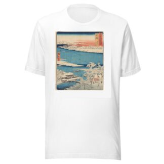 Snow Scene, Islet, River, Shore by Andō Hiroshige T-Shirt
