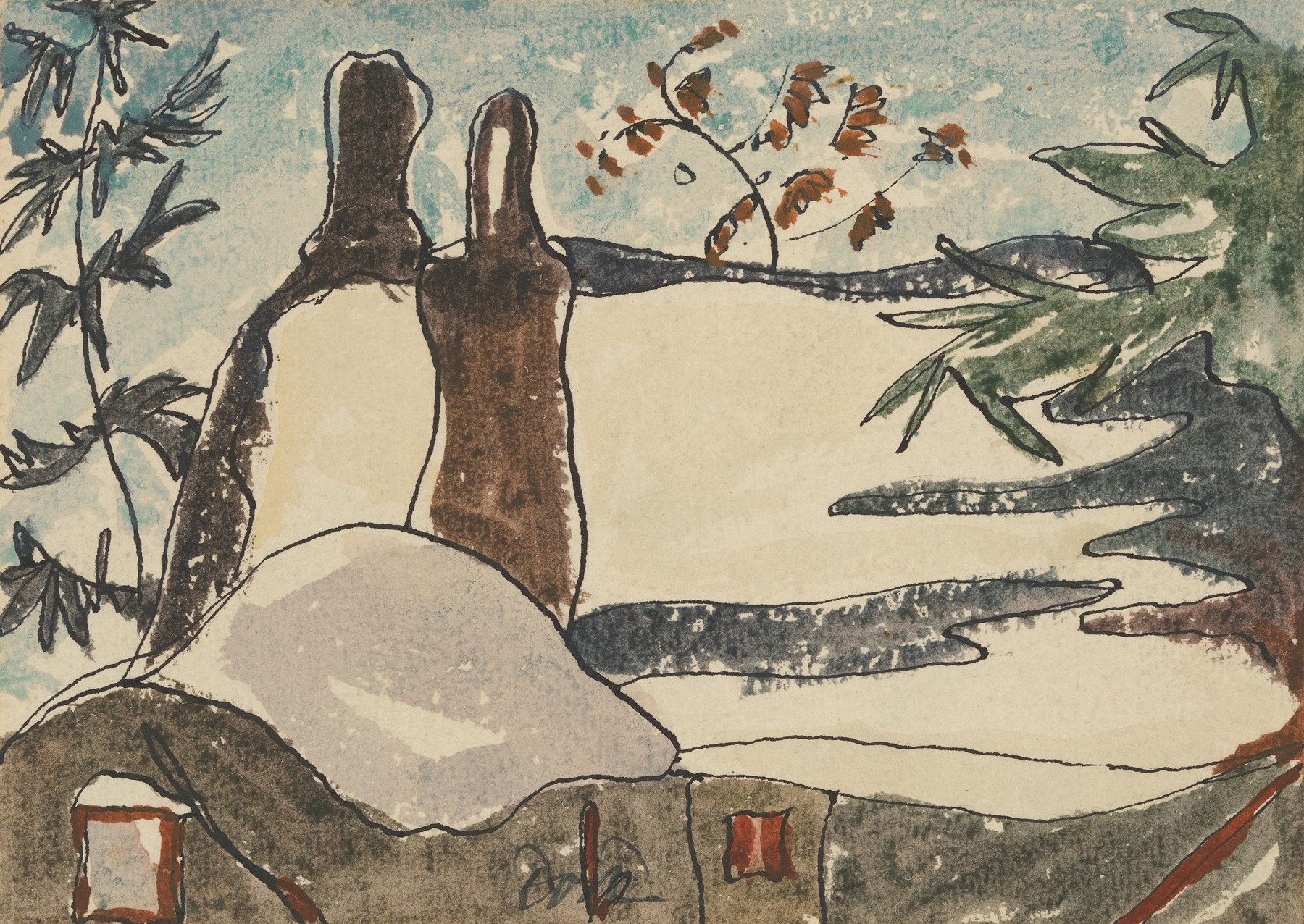 Snowy Rooftops and Trees by Arthur Dove
