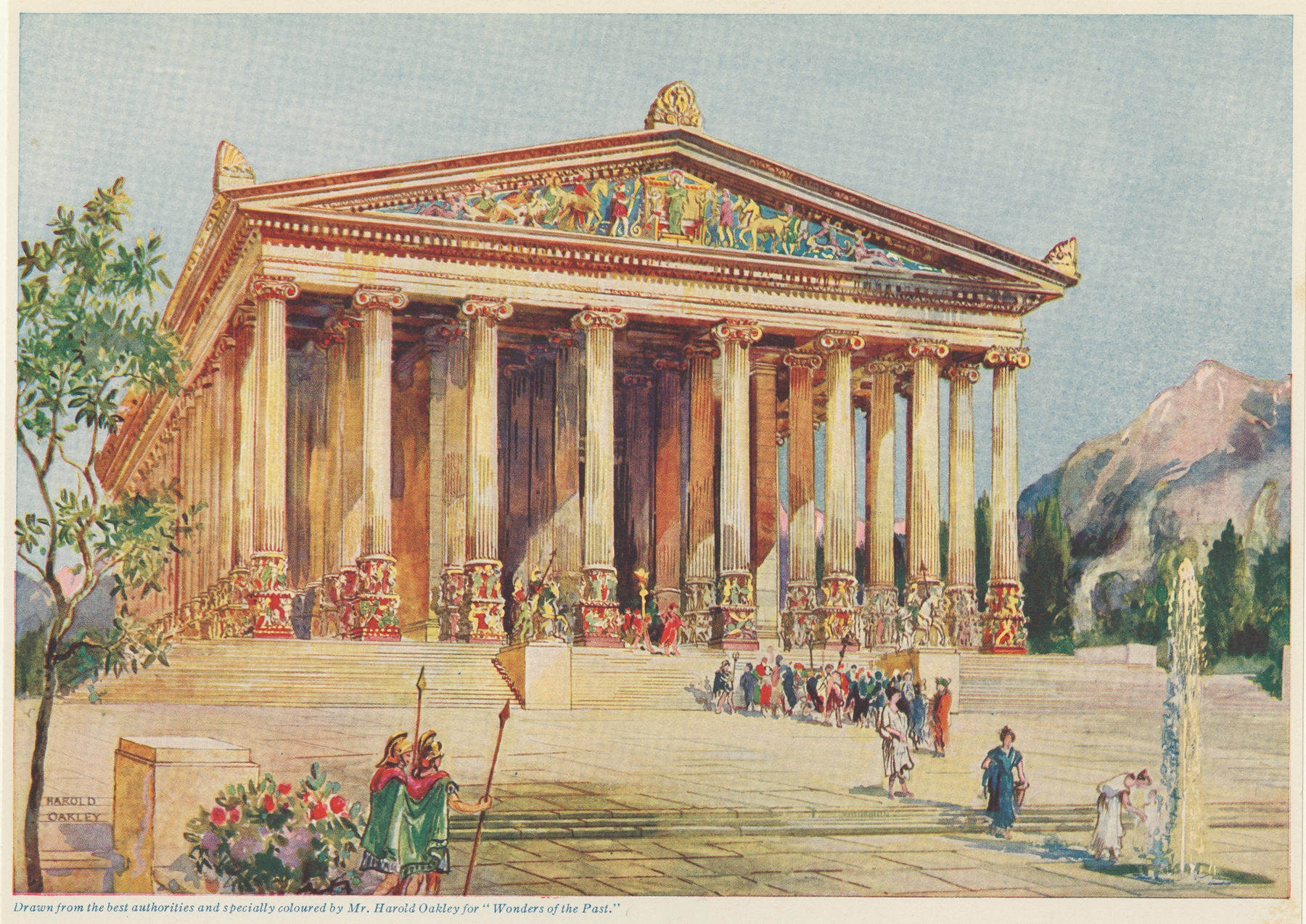 Soaring Ionic façade of the Temple of the Ephesian Diana by Harold Oakley