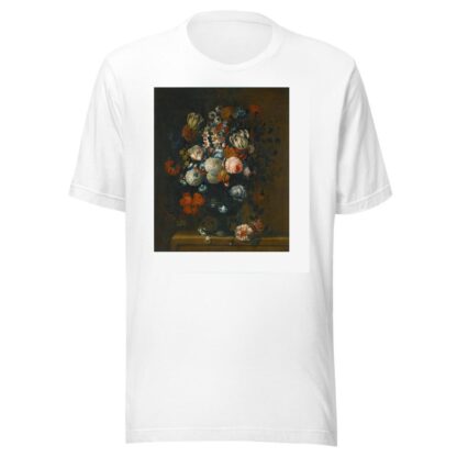 Still Life Of Roses, Variegated Tulips, Peonies, Daffodils And Other Flowers In A Sculpted Vase by Simon Hardimé T-Shirt