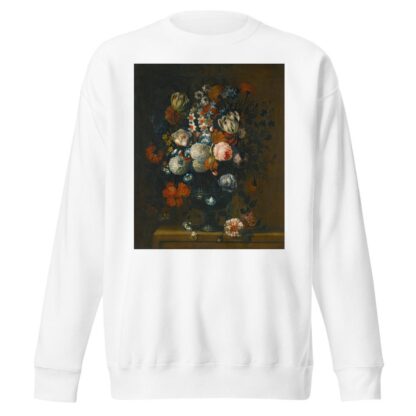 Still Life Of Roses, Variegated Tulips, Peonies, Daffodils And Other Flowers In A Sculpted Vase by Simon Hardimé Sweatshirt