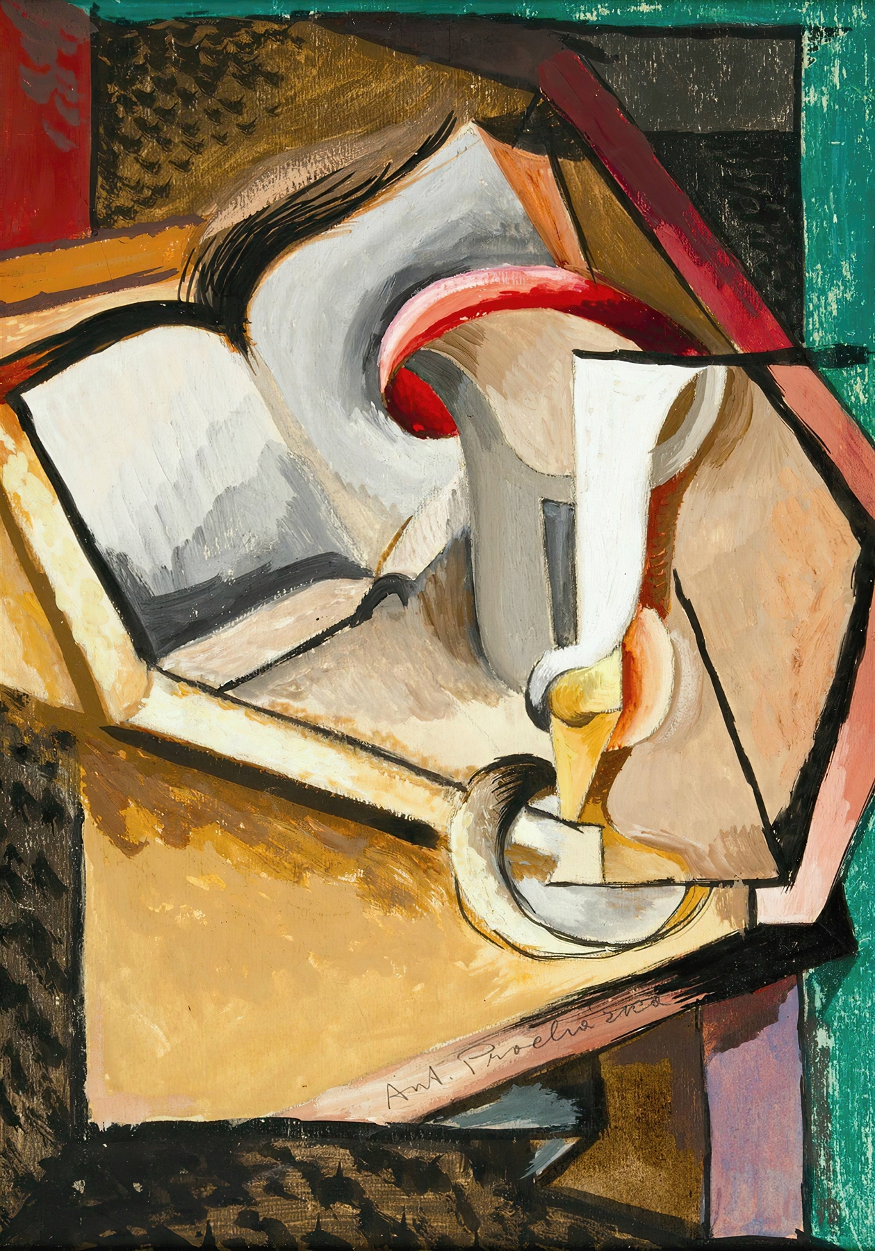 Still life with cup and book by Antonin Procházka