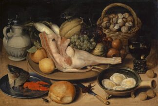 Still Life With Leg Of Veal, Insects And Titmouse by Georg Flegel