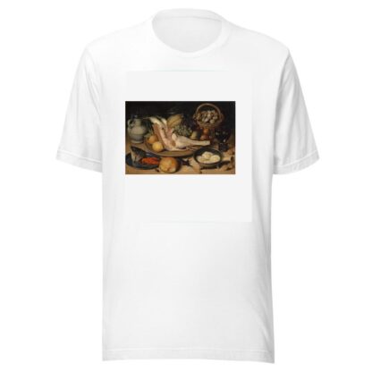 Still Life With Leg Of Veal, Insects And Titmouse by Georg Flegel T-Shirt