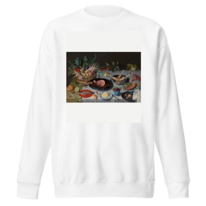 Still Life with Meat, Fish, Vegetables, and Fruit by Jacob van Hulsdonck Sweatshirt