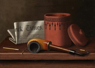 Still Life with New York Times, Tobacco Jar, Pipe and Matches by William Michael Harnett