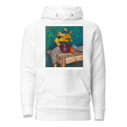 Stillleben mit Tuch, Blumen im Krug, Apfel und Behälter auf Tisch by Alexej von Jawlensky Hoodie