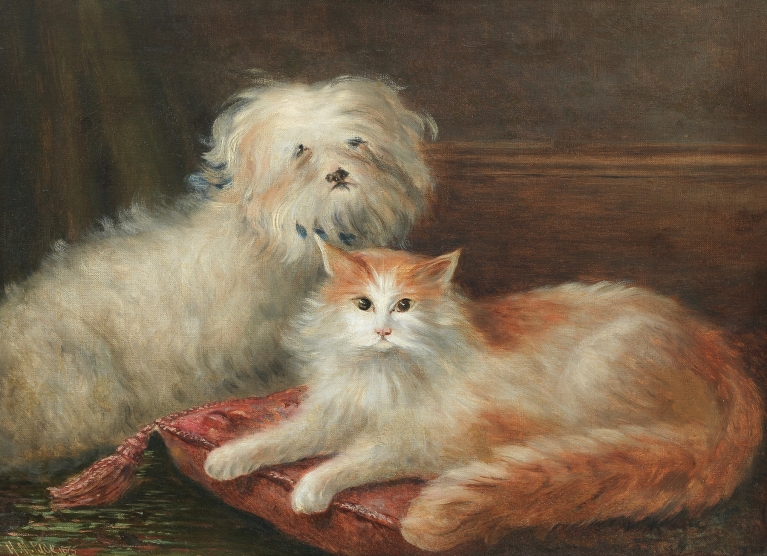 Study of a Terrier and a Cat by Henry Maurice Page