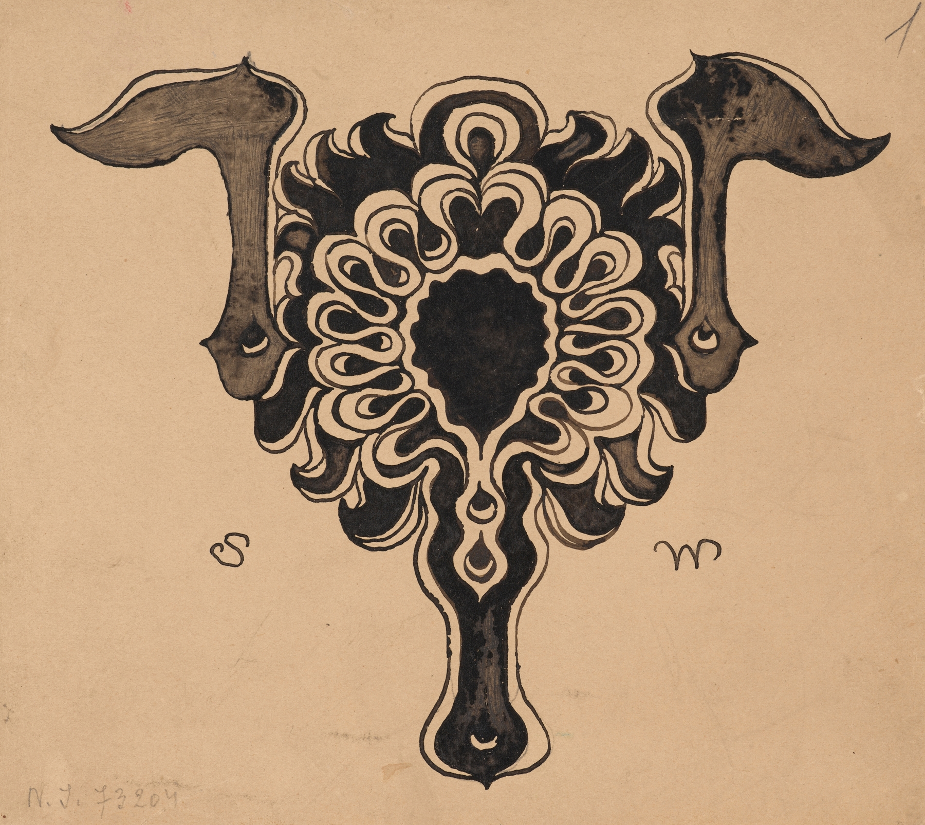 Stylised Flower Basket – Embellishment to ‘Życie’ Weekly from 1887 and 1889 by Stanisław Wyspiański