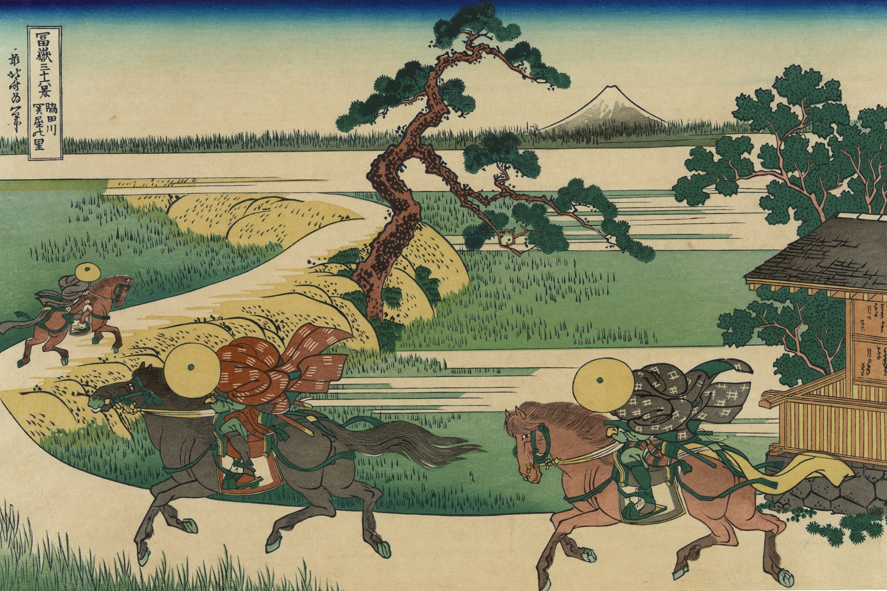 Sumidagawa sekiya no sato by Katsushika Hokusai