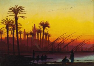 Sunset over the Nile by Charles Théodore Frère