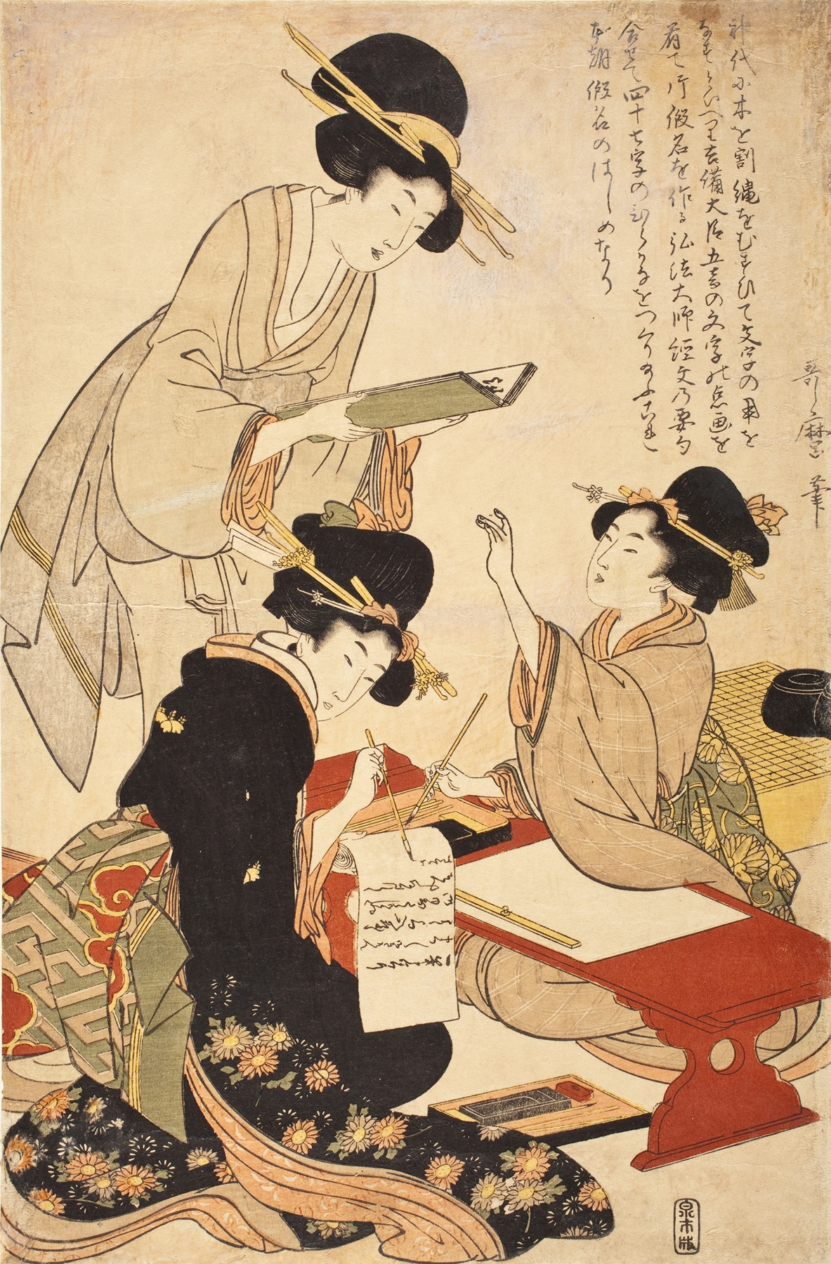 The Calligraphy Lesson by Kitagawa Utamaro