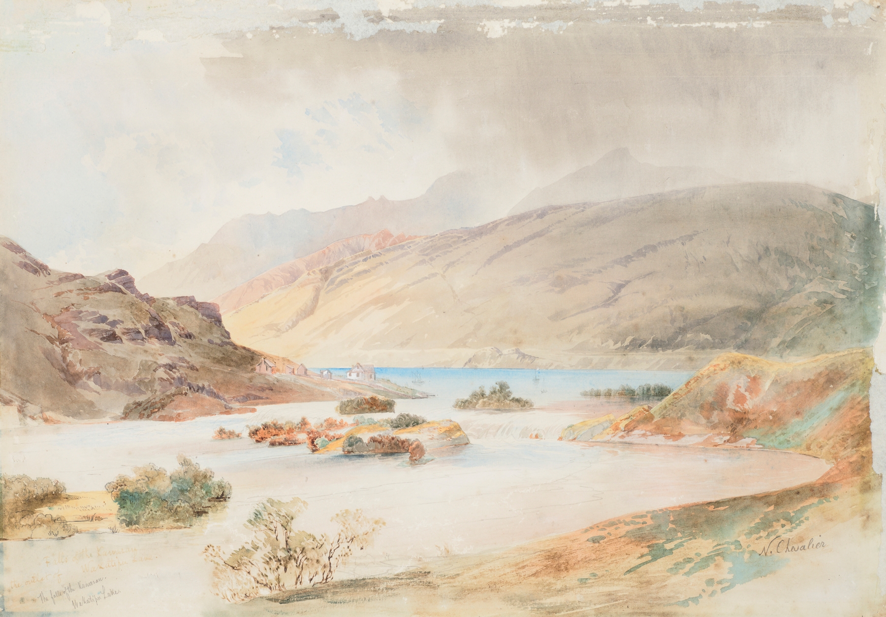 The Falls of the Kawarau, Wakatipu Lake by Nicholas Chevalier