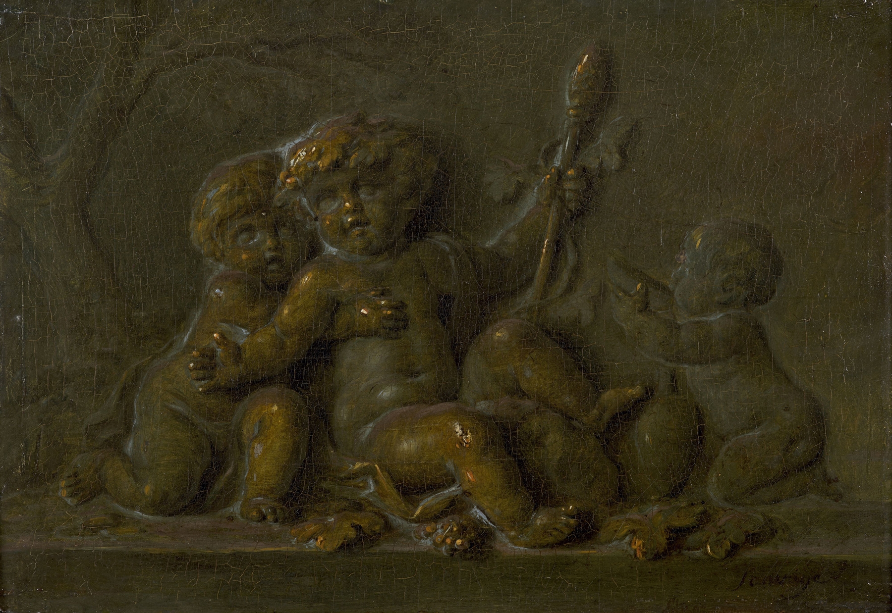 The infant Bacchus and two putti by Piat Joseph Sauvage