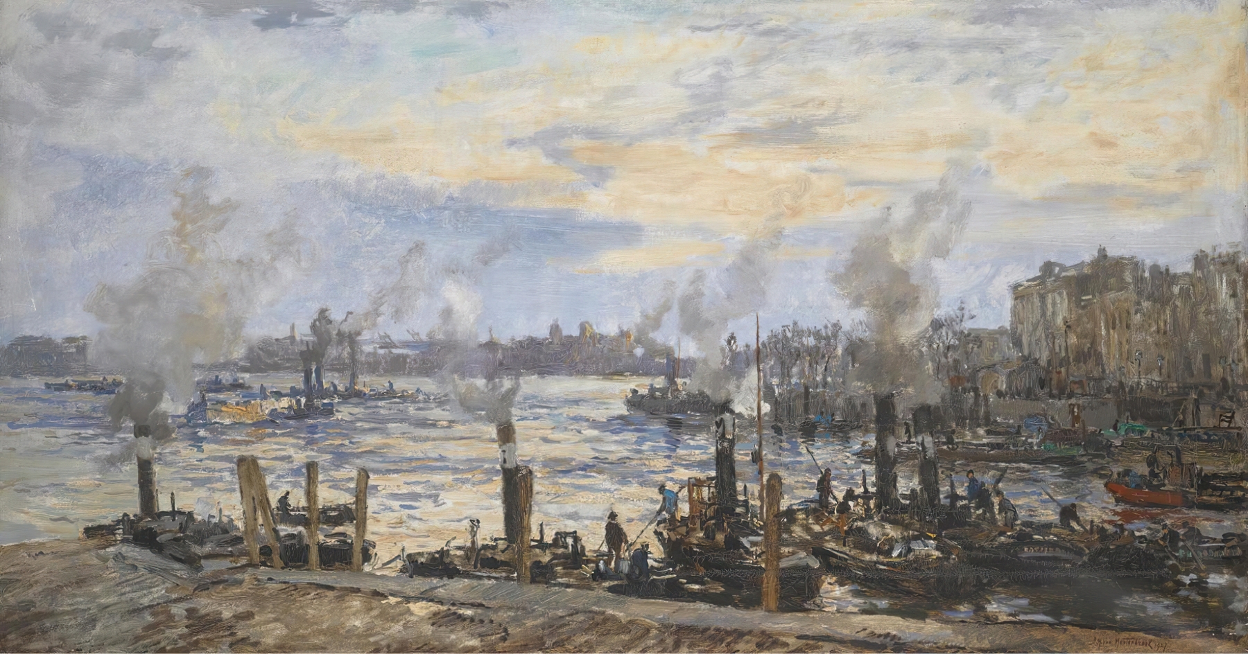 The Leuvehaven, in the Port of Rotterdam by Johan Hendrik Van Mastenbroek