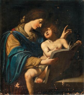 The Madonna teaching the Christ Child to read by Lionello Spada