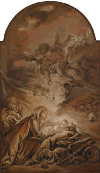 The Nativity With A Hovering Angel by François Boucher