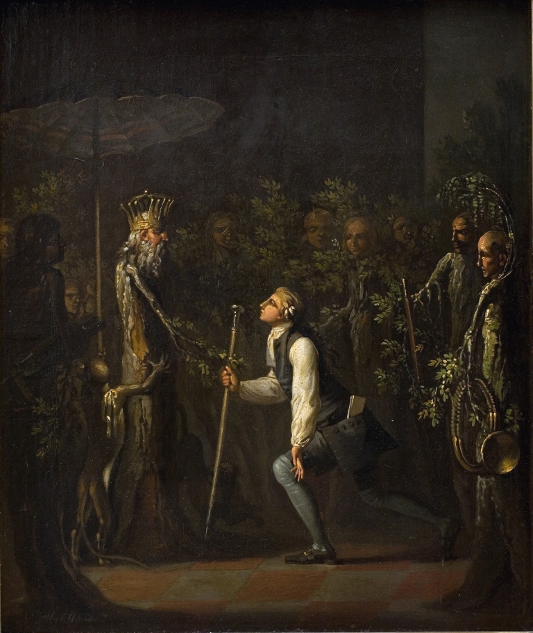 The Potuans are Surprised to see Niels Klim Genuflect in front of the Wise Prince by Nicolai Abildgaard