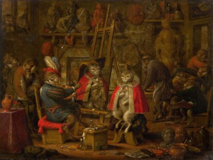 The studio of the monkey painter by Nicolaes van Veerendael