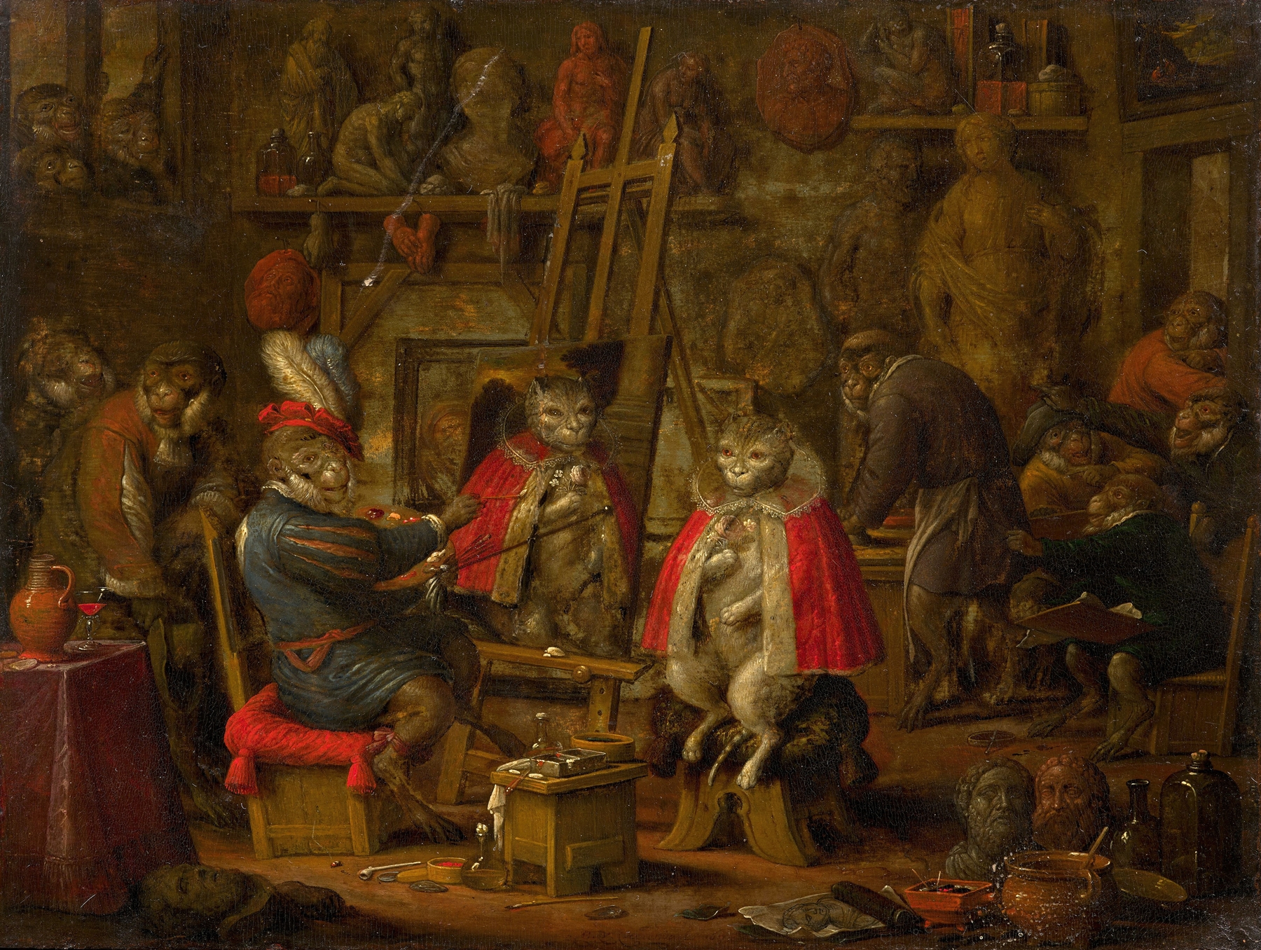 The studio of the monkey painter by Nicolaes van Veerendael